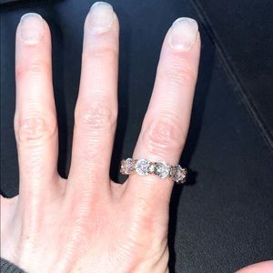 Crystal Diamond Eternity Wedding Band Size 7.5